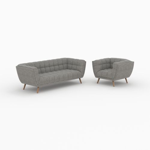 ensemble canape fauteuil en tissu gris 4 places carmen