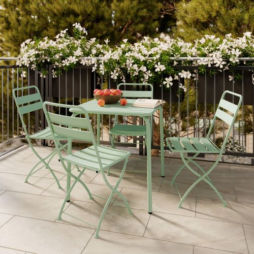 ensemble de jardin 4 personnes metal vert chaise pliante yumi