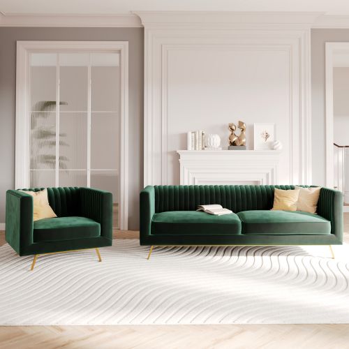 ensemble velours vert gatsby canape fauteuil