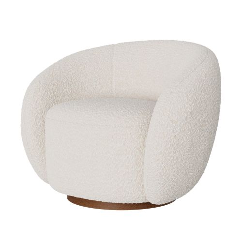 fauteuil confortable en tissu boucle blanc naya pivotante