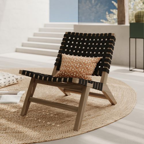 fauteuil de jardin en bois de teck et sagles noires tao