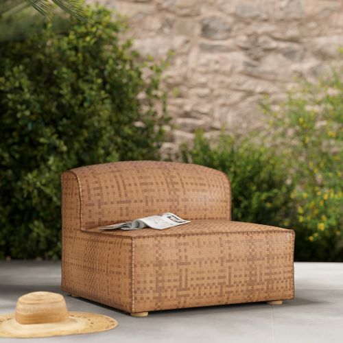 fauteuil de jardin mimo marron feuilles abaca synthetique tresse