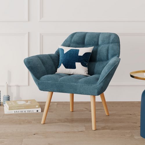 fauteuil en tissu effet velours simba bleu marine