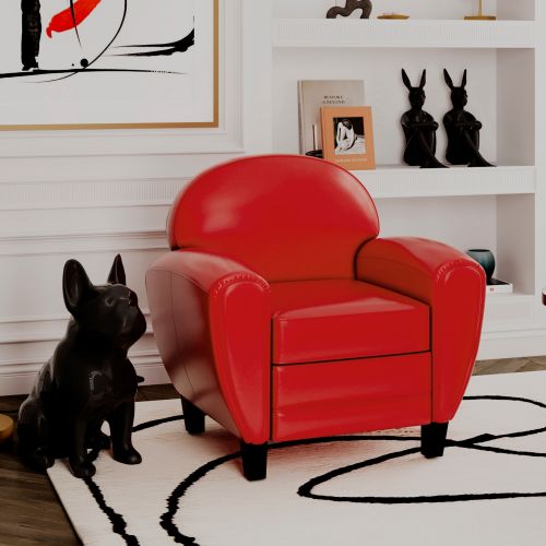 fauteuil rouge cuir club confortable