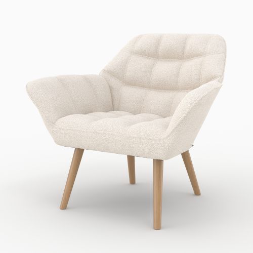 fauteuil simba en tissu boucle blanc
