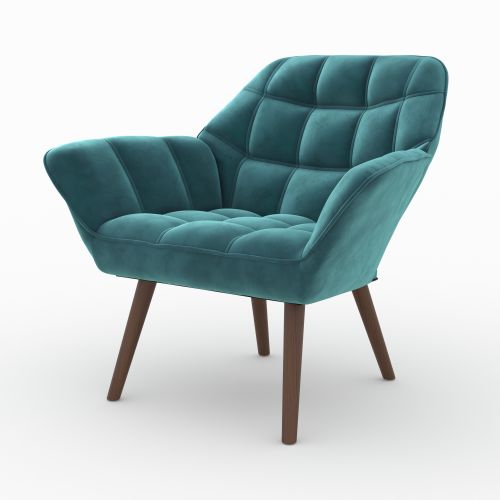 fauteuil simba en velours bleu canard