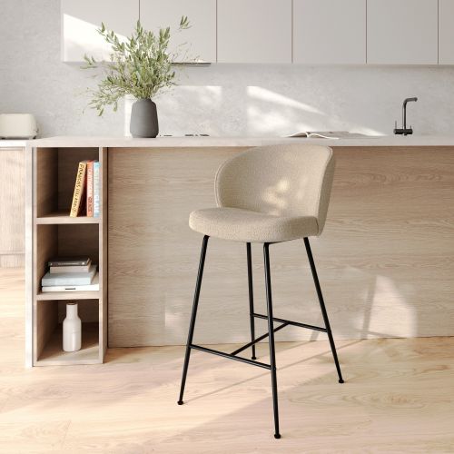 groom chaise de bar tissu boucle beige 66 cm