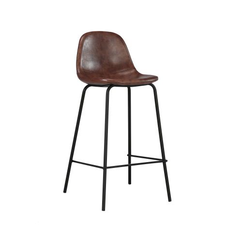 henrik chaise pour ilot central en cuir synthetique marron 65 cm lot de 1
