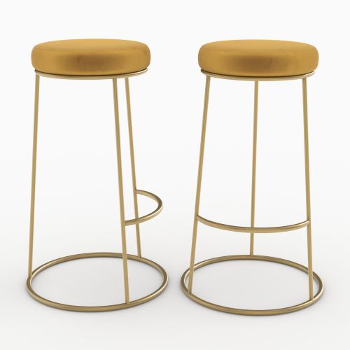 kendal tabouret de bar jaune curry lot de 2 pieds metal noir