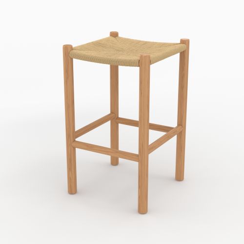 kira tabouret pour ilot central 65 cm en teck et rotin fond beige