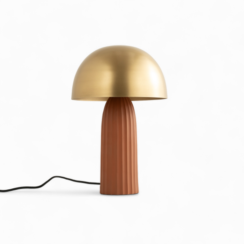 lampe champignon rose et doree metal joy