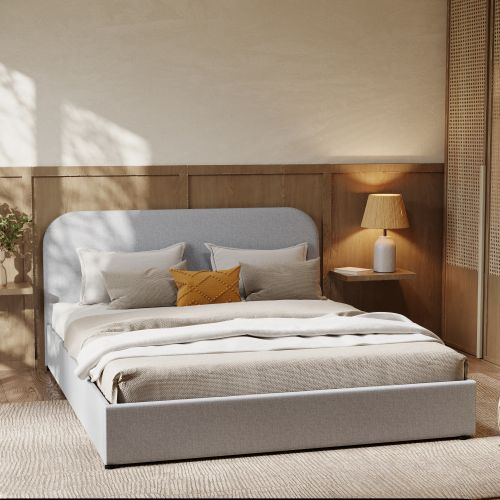 lit double tilly 160 x 200 cm en tissu gris