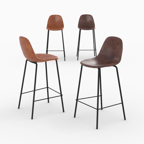 lot 4 chaises de bar camel et marron 65 cm henrik