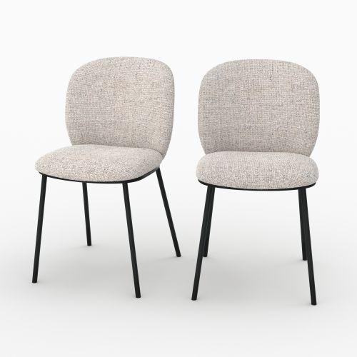 Chaises Adèle en tissu beige chiné (lot de 2)