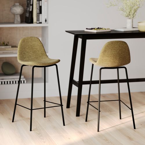 lot de 2 chaises de bar henrik tissu vert kaki 65 cm rdv deco 