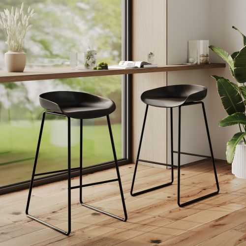 lot de 2 chaises de bar noires petit dossier