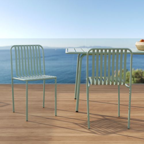 lot de 2 chaises de jardin en metal vert yumi