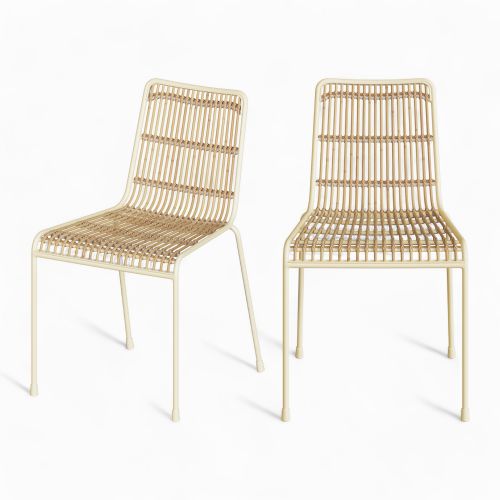 lot de 2 chaises en rotin metal blanc jouve