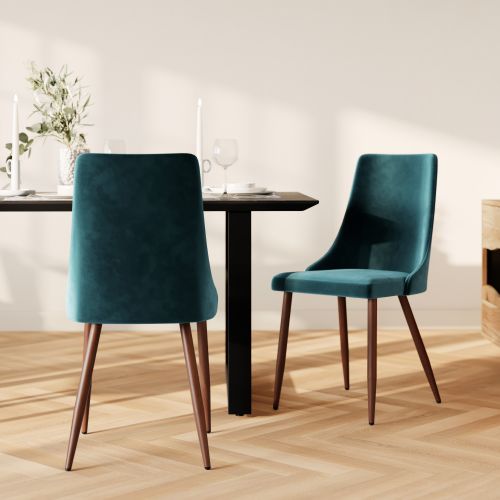 lot de 2 chaises en velours bleu lot de 2 vinni