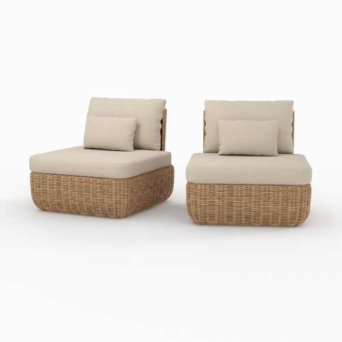 lot de 2 fauteuils d exterieur de jardin sky en rotin synthetique et tissu beige