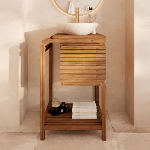 lucette meuble de salle de bain 50 cm teck rdv deco