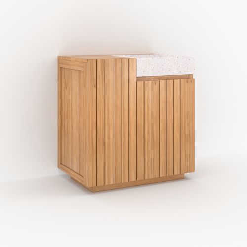 meuble de salle de bain en bois noa avec vasque integree en terrazzo 80 cm