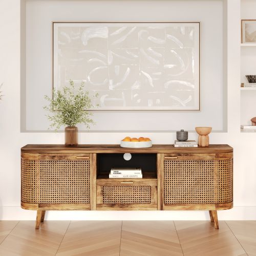 meuble tv bois cannage rangement rdv deco