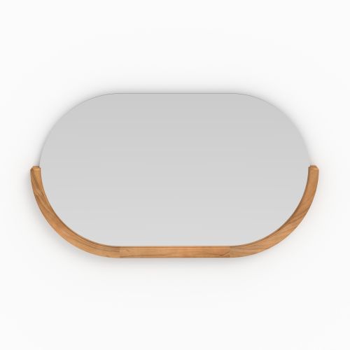 miroir mural de salle de bain zephyr ovale teck