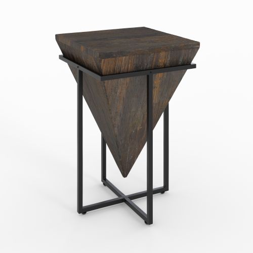 moyenne table d appoint bois fonce et metal noir kara