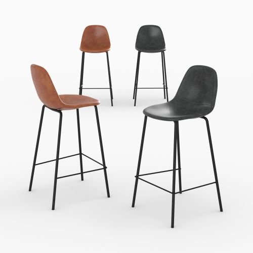 Pack 4 chaises pour îlot central Henrik camel et grises/noires 65 cm