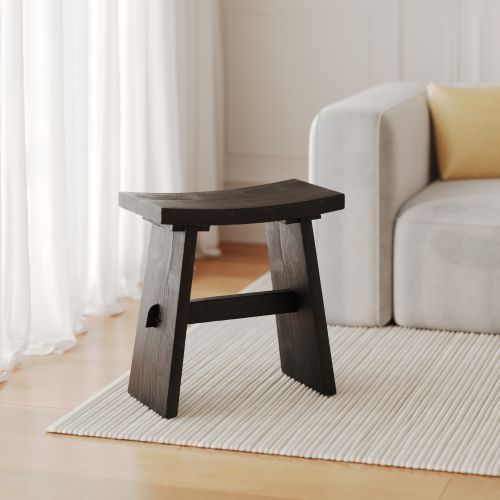 petit tabouret en bois noir eka