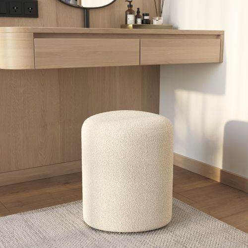 pouf en tissu boucle beige emmy triangulaire