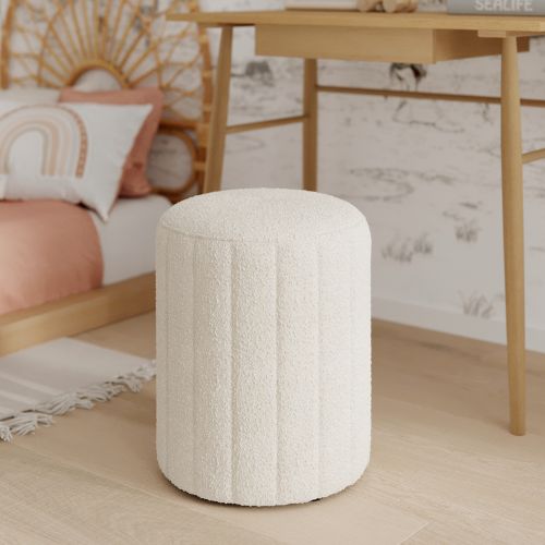 pouf en tissu bouclette blanc eva