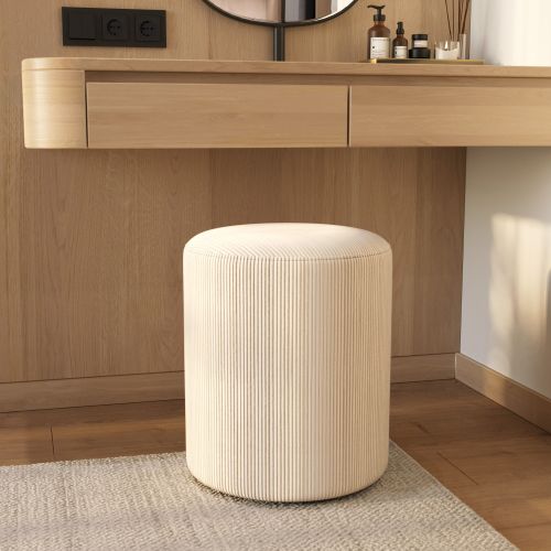 pouf rond en velours beige lily