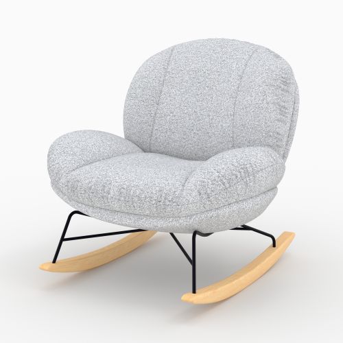 rocking chair ricci en tissu bouclette gris chine