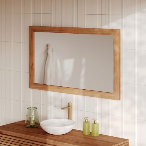salle de bain miroir bois rectangle