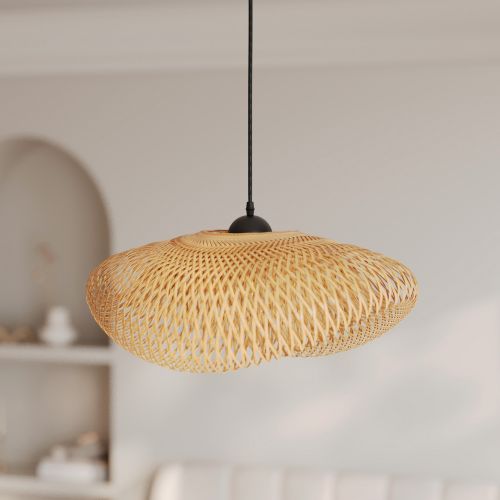 suspension en bambou naturel d 60 cm fil noir