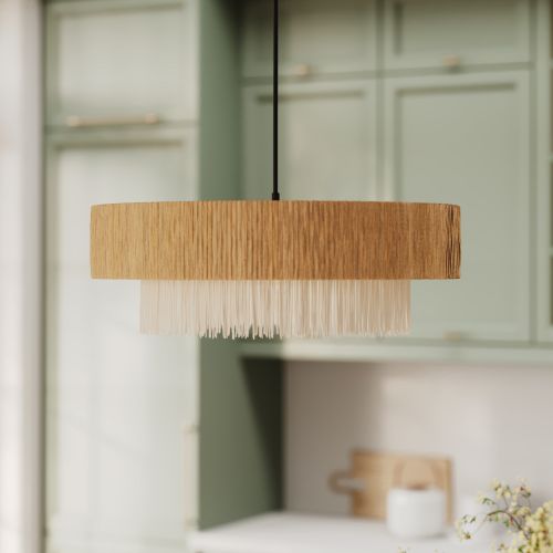 suspension fil blanc et marron clair solara 75 cm