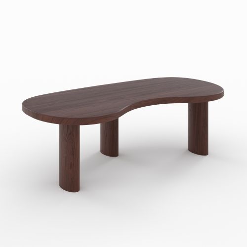 Table basse organique Brandan en bois massif de mindi foncé