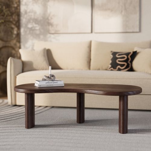 table basse marron fonce arrondie brandan