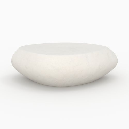 table basse maui beton blanc ovale asymetrique