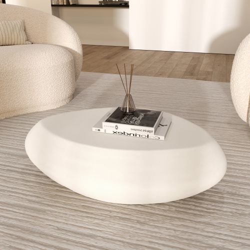 table basse ronde beton blanc