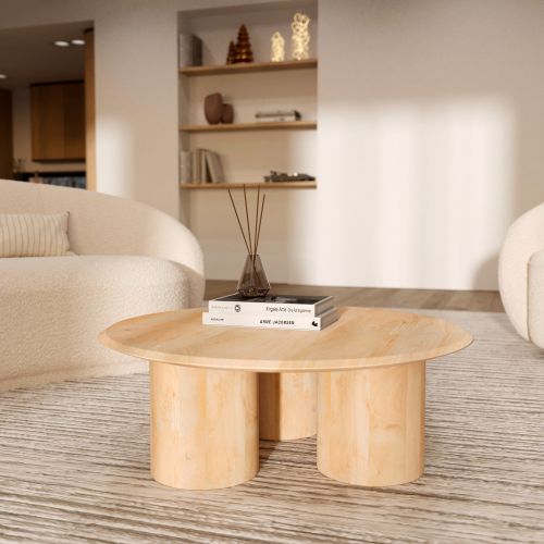 table basse ronde en bois de manguier sacha rendez vous deco