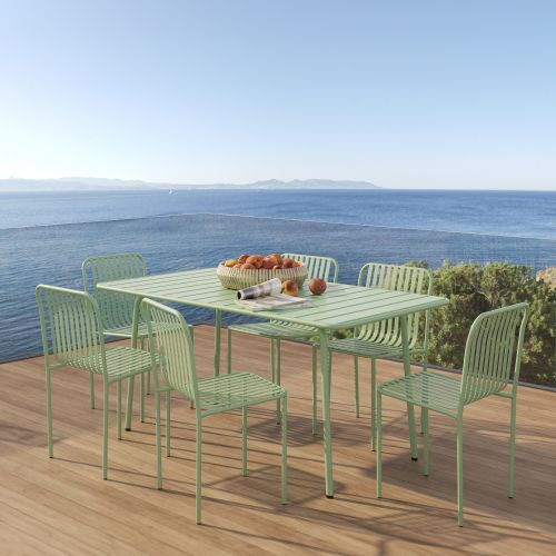 table de jardin metal vert 6 places collection yumi