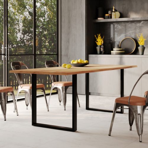 table en bois acacia pieds metal 220 cm rectangulaire joko