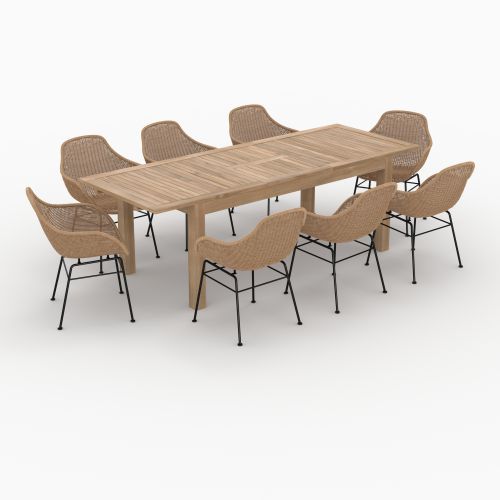 table et chaises de jardin carmela 8 personnes en bois et resine