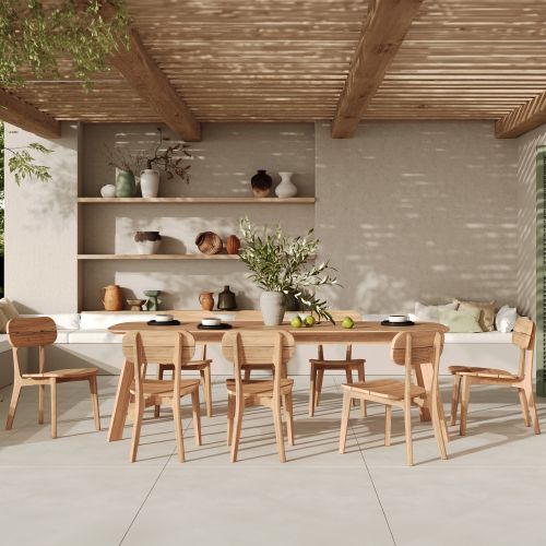 table exterieur bois de teck lumo 10 personnes