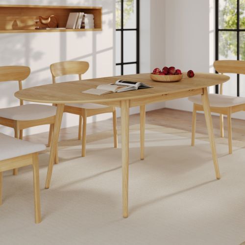 table ovale bois clair extensible 6 8 personnes 170 200 cm
