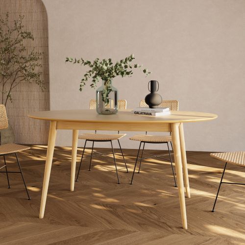 table ovale en bois clair naturel 150 cm eddy 6 personnes