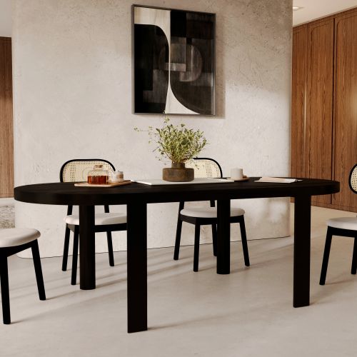 table ovale noire pero 8 personnes en bois de teck